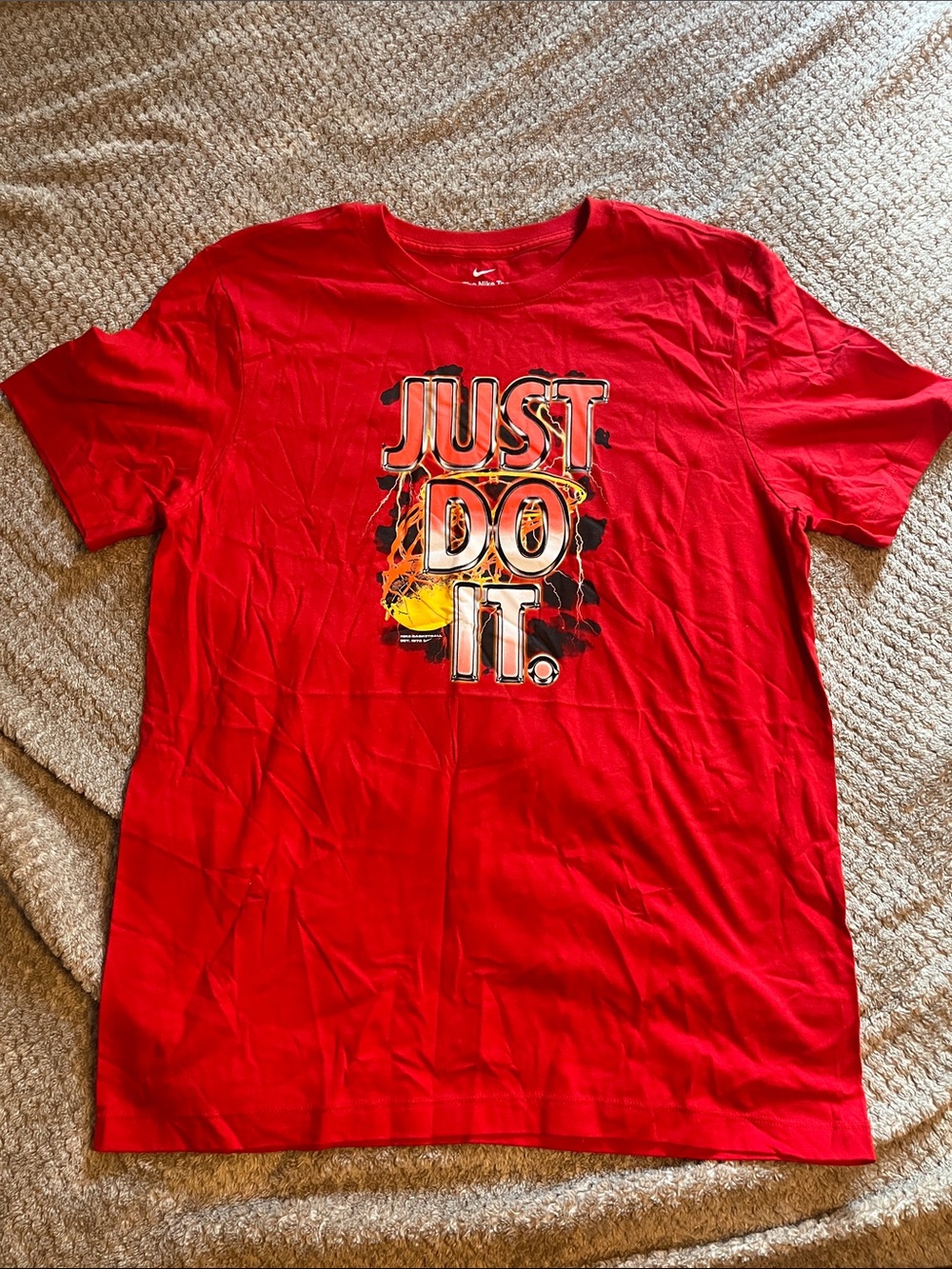 Nike Red 'Just Do It' Short Sleeve Graphic Tee